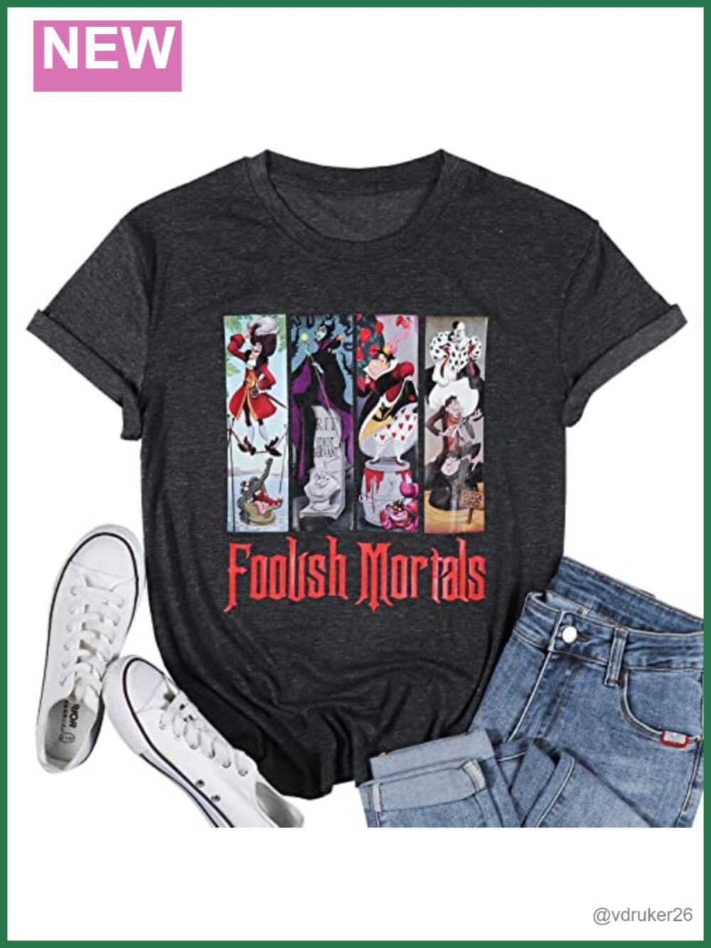 Women Halloween Graphic T-Shirt Beware Hitch Hiking Ghost Cotton Blend Crew